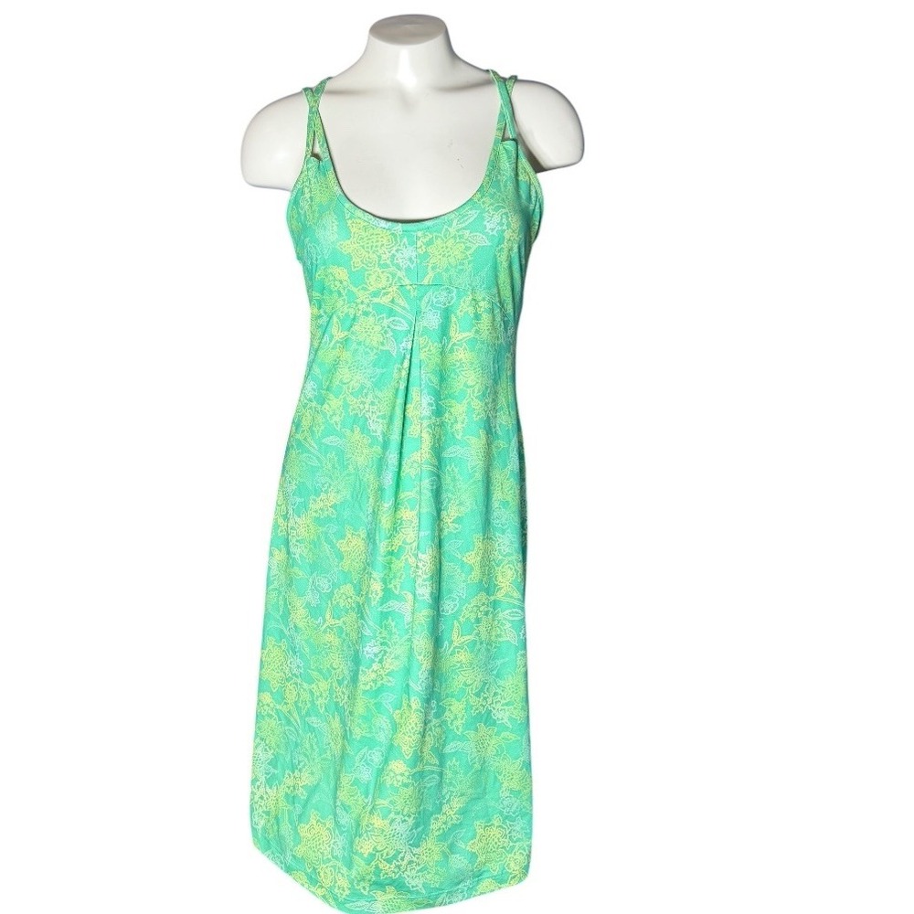 Patagonia Kamala Green Floral Shelf Bra Active Travel Dress 58970SP14 Womens S